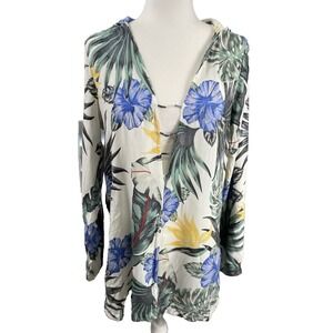 Hurley Hana Hooded Cover-Up Tropical Floral Top Long Sleeve Women's Beach